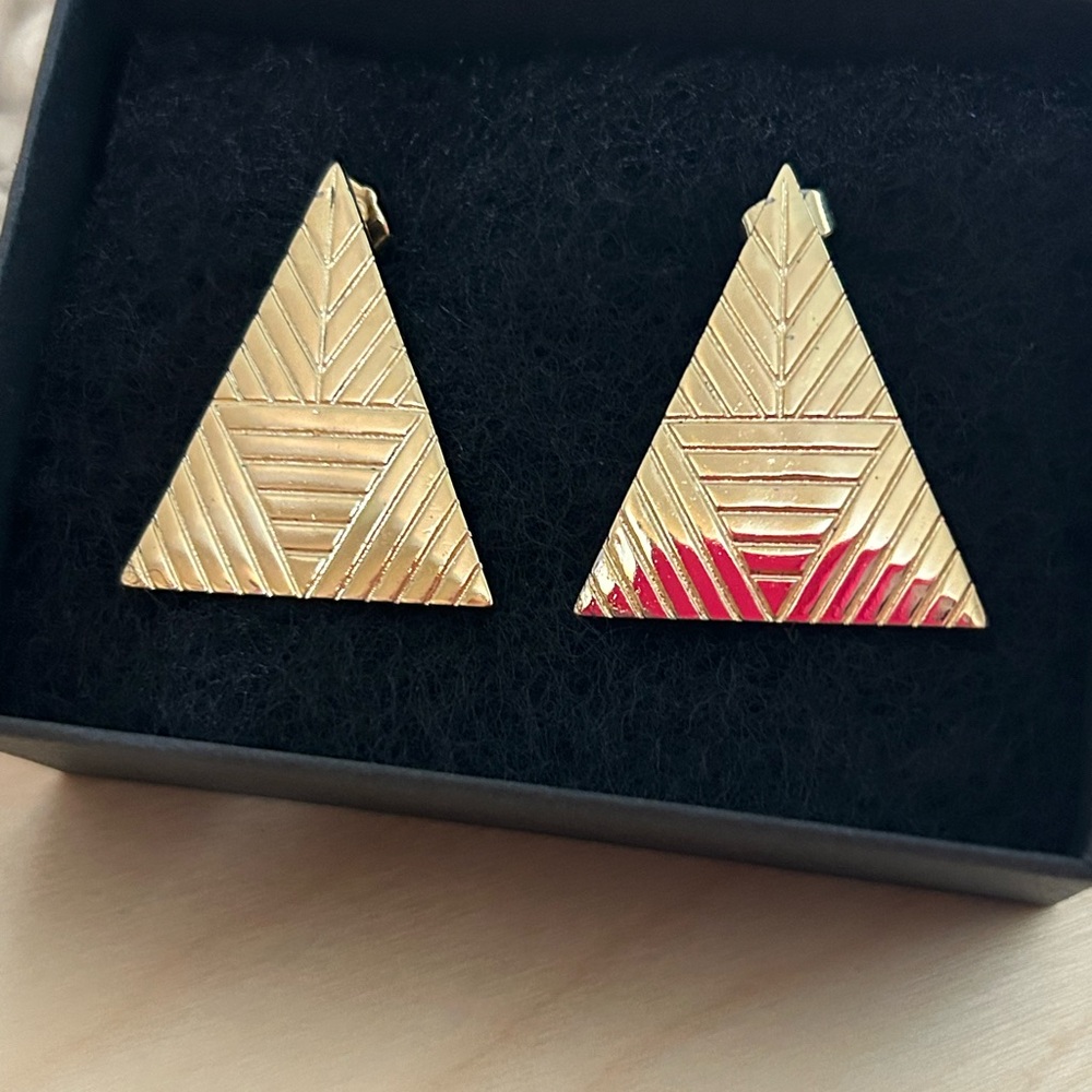 Gold Plated over Stainless Steel Geometric Triangle Earrings